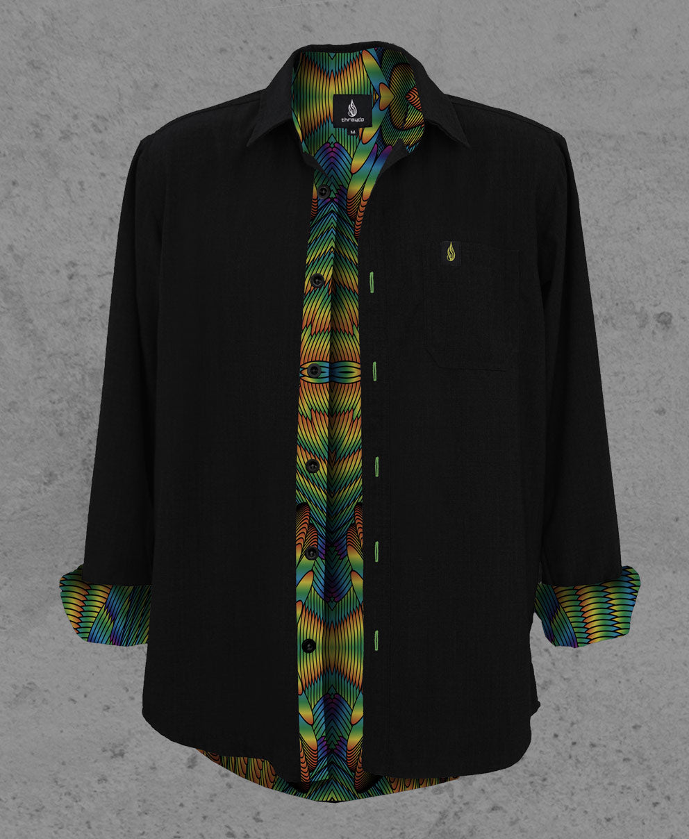 Diffraction Button Lined Down Shirt by Threyda