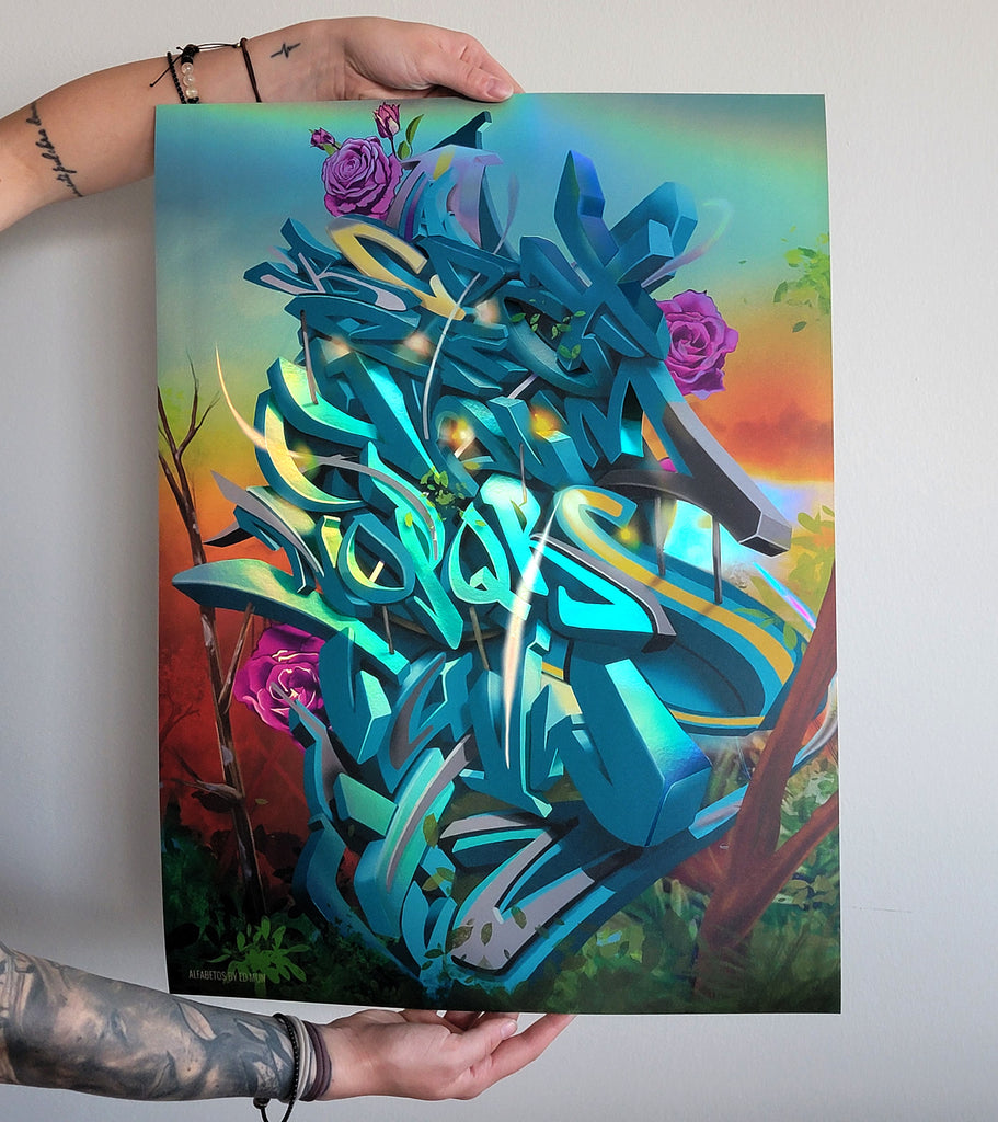 Alfabetos Embossed Holo Print by Ed-Mun