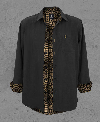 Gold Portal Lined Button Down Shirt by Threyda