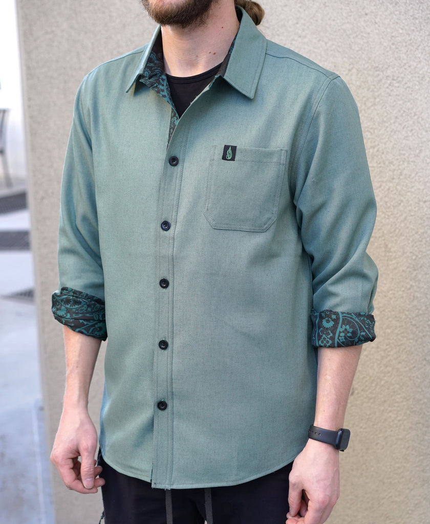 Verdant Lined Button Down Shirt by Threyda