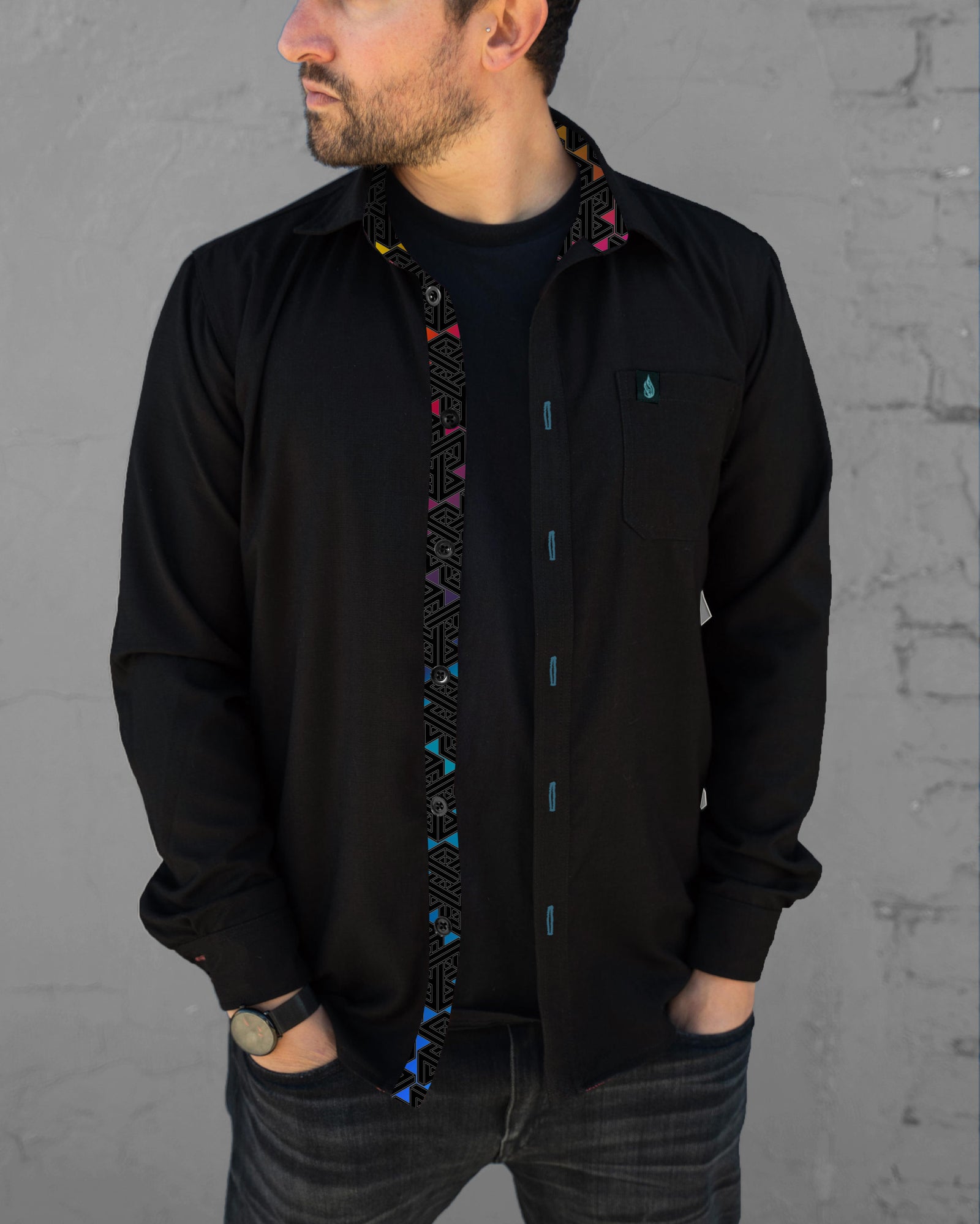Escher Lined Button Down Shirt by Threyda