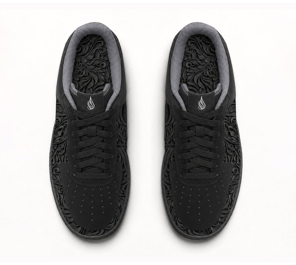 Black Filigree Low Shoes by Threyda - Presale Ships October