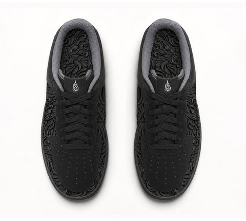 Black Filigree Low Shoes by Threyda - Presale Ships October