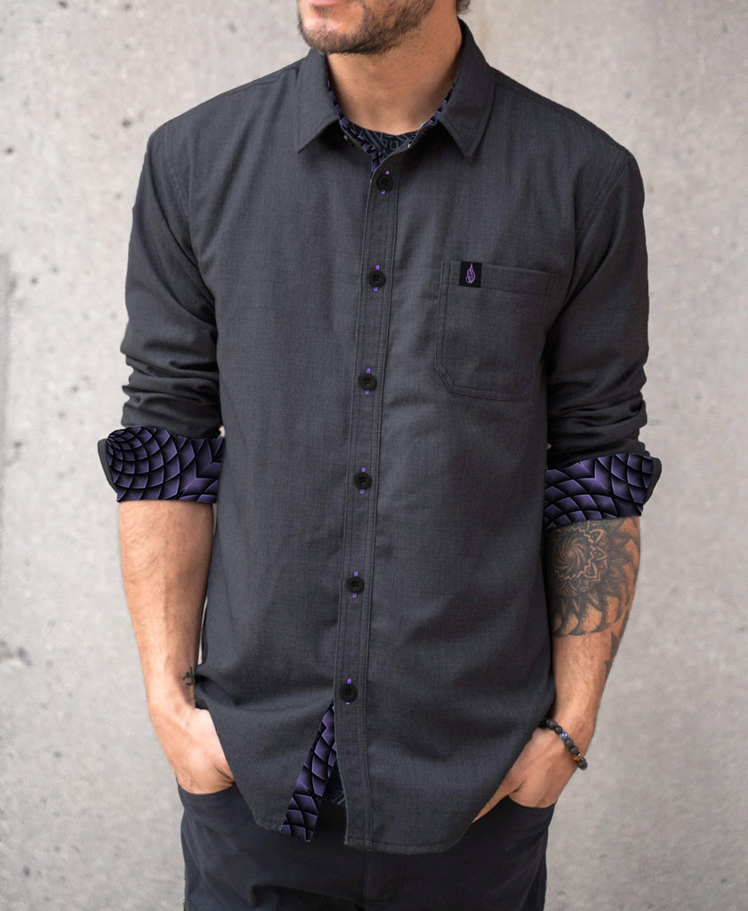 Portal Button Lined Down Shirt by Threyda