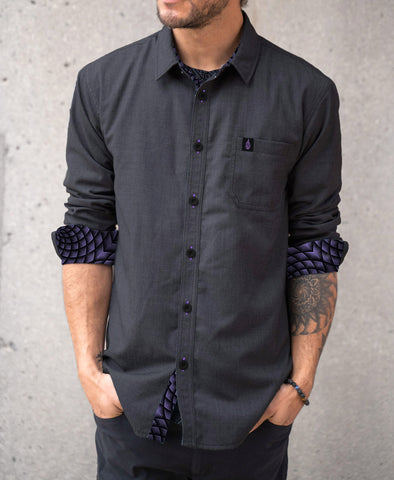Portal Button Lined Down Shirt by Threyda