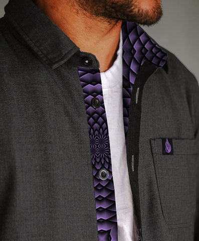 Portal Button Lined Down Shirt by Threyda