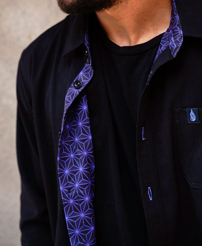 Eminence Lined Button Down Shirt by Threyda
