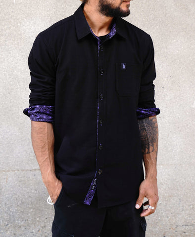 Eminence Lined Button Down Shirt by Threyda