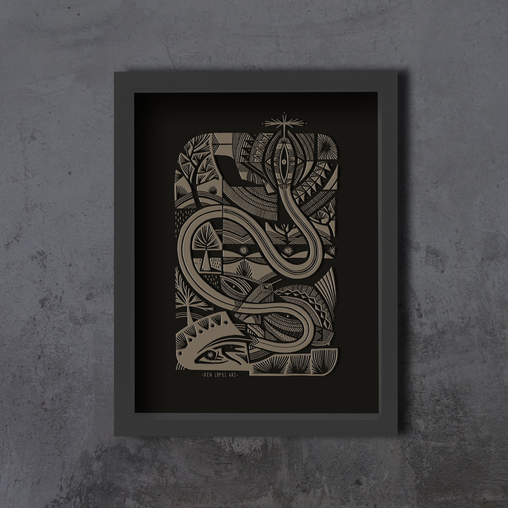 Eden Framed Embossed Print by Ben Lopez - Matte Gold Edition