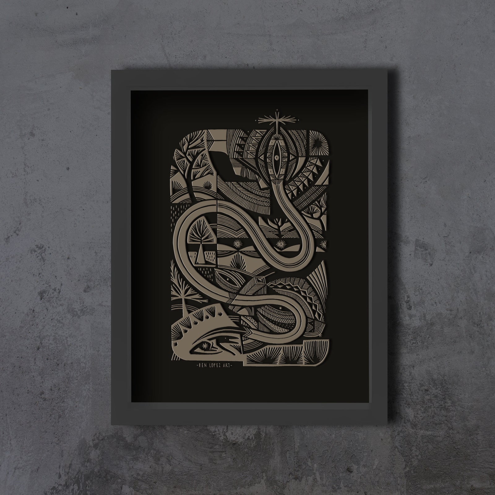 Eden Framed Embossed Print by Ben Lopez - Matte Gold Edition
