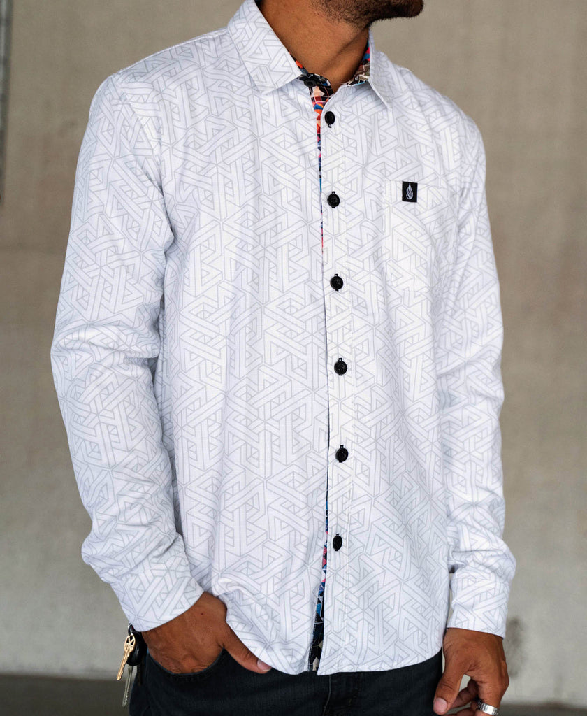 String Theory Lined Button Down Shirt by Threyda - Presale Ships March