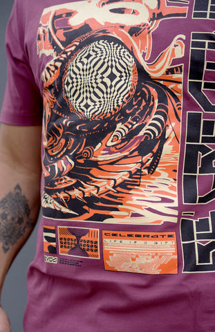 Oracle Maroon Screenprint Tee by Threyda x Apex Collective