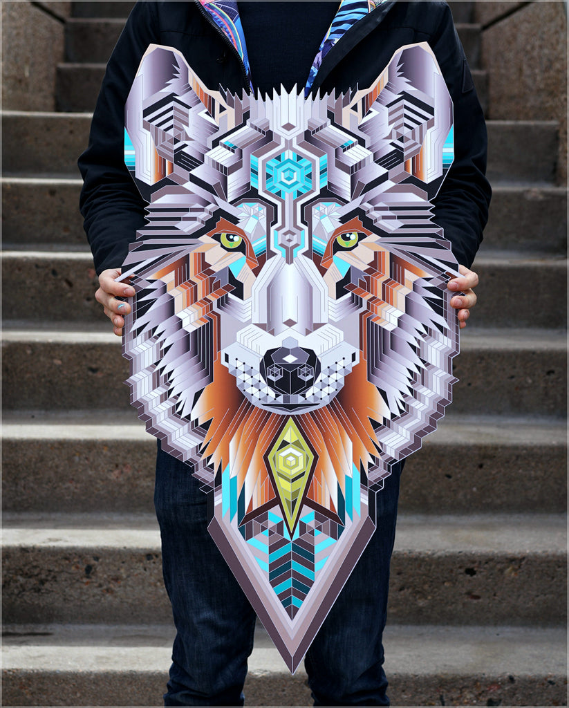 A.I. Wolf Aluminum Diecut Print by Mike Cole